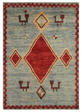 5x7 ft Blue Gabbeh Tribal Afghan Hand Knotted Veg dye Wool Animal Rug picture