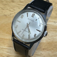 Vintage Westclox Watch Men Hand-Wind Mechanical Silver Waterproof Leather Band picture