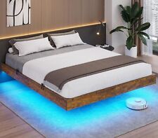 Floating Queen Bed Frame with RGB LED Lights, Modern Metal Platform Bed Frame picture