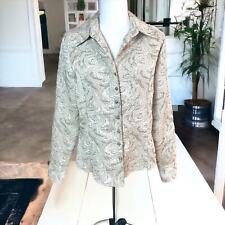 Coldwater Creek Vintage Embossed Golden Toned Button Up Jacket Blazer Size M picture