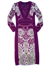 Vivienne Tam Y2K Vintage Mesh Neck Dress Purple Floral Graphic Print NWOT Size 0 picture
