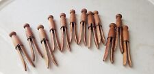 ANTIQUE COUNTRY WOOD AND WIRE CLOTHES PINS ONE DOZEN GREAT ORIGINAL PATINA 12 picture