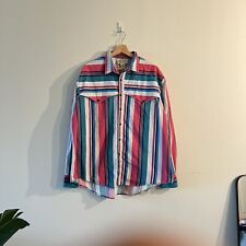 Vintage Noah’s Flood Western Striped Aztec Cowboy Button Up Shirt Size XL 80s picture