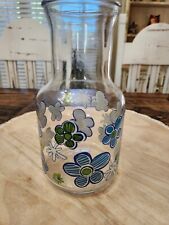 Vintage Kig Indonesia Glass Juice Carafe Pitcher with Flowers Motif 9” picture