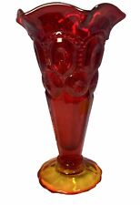 VTG LE Smith Moon & Stars Amberina Trumpet Vase 6.5” Cadmium Glow-Perfect picture