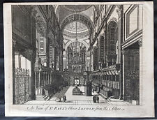 1755 Gentlemens Magazine Antique Print of Interior of St Pauls Cathedral, London picture