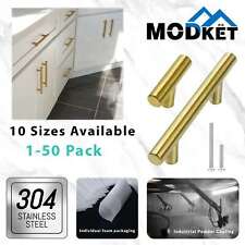 Brushed Gold 304 Grade Stainless Steel Kitchen Cabinet Handles Pull Knobs Drawer picture