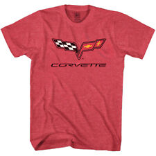 Chevrolet Corvette Crossed Flags Vintage Logo T-Shirt picture
