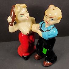Empress Naughty Couple Salt & Pepper Shakers Cork Japan Vintage 1950's RARE picture