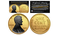 1943 GOLD Plated Steel Wartime Wheat Penny Coin with BLACK RUTHENIUM Lincoln picture