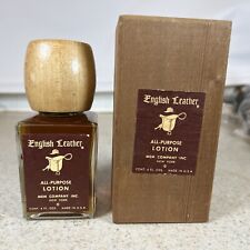 VINTAGE ENGLISH LEATHER ALL-PURPOSE LOTION 4 FL OZ FULL In ORIGINAL Wood Box picture