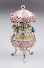 Keren Kopal Pink Wind up Horse Carousel Decorated with Austrian Crystals picture