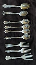 Antique Sterling Silver Baby Spoons/Forks LOT Of 9 (3 Silver Plated) picture