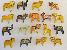 18 VTG BEADS ANIMAL 3-D INDIA WOOD HAND PAINTED JEWELRY FINDINGS LOT CRAFTS NOS picture