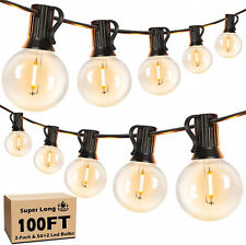 100FT Outdoor String Lights Patio Lights with 2Pack 50ft 26 Led G40 Shatterproof picture