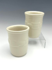 2 Longaberger Pottery Woven Traditions Bathroom Tumblers 8oz USA picture