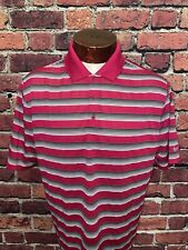Nike Golf Mens Large Pink White Black Striped Short Sleeve Golf Polo Shirt  picture