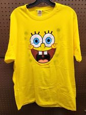 VINTAGE SpongeBob SquarePants Face Adult T-Shirt Yellow Sz Large NEW picture