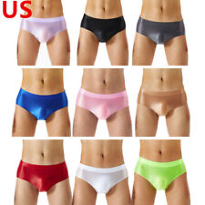 US Men's Glossy Oily Briefs Sexy Seamless Silky Bikini Underwear Sissy Panties picture