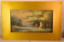 BIG ANTIQUE WATERCOLOR LANDSCAPE SIGNED MATTED VICTORIAN COUNTRY GOUACHE picture