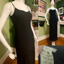 Vtg 60s 70s Rayon Strappy Black Pencil Slip Dress Lined M Prom Party Special picture