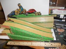 MARX STREAMLINE SPEEDWAY PLAYSET- TIN CARS SEDANS & POLICE MOTORCYCLE WORKS picture