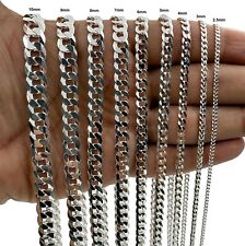 Real SOLID 925 Sterling Silver CURB CUBAN Chain Necklace or Bracelet Mens Womens picture