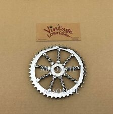VINTAGE LOWRIDER 44 TEETH STEEL FLAT TWISTED CHAINRING 1/2 X 1/8 IN CHROME. picture