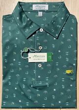 New 2024 Masters Peter Millar Green Icons Print Large L Men’s Golf Polo Shirt picture