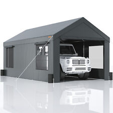VEVOR Carport Car Canopy Garage Tent 12x20ft & 8 Legs Sidewalls Windows picture