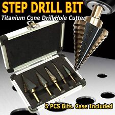 HSS 6PCS Titanium Step Drill Bit Set W Automatic Center Punch High Speed Steel picture