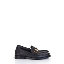 FENDI 930$ O'Lock Loafers In Black Leather & Brown FF Motif Jacquard picture