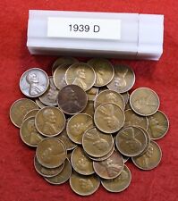 1939-D Lincoln Wheat Cent Penny 50 Coin roll Circulated picture