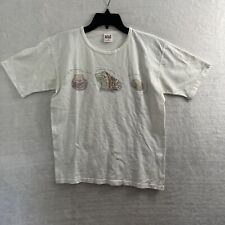 Vtg Anvil T Shirt Woman Medium Geometric White Short Sleeve Single Stitch Cotton picture