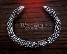 Large Silver Viking Odin's Raven Bracelet/Torc --- Norse/Medieval/Pewter/Jewelry picture