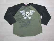 Vintage JNCO Denim Long Sleeve T Shirt (L) Y2K Winged Skull & Guitars Graphic picture