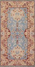 Floral Oushak 2x4 ft. Small Turkish Blue/ Peach Rug Hand-Knotted Wool Carpet picture