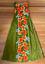 Vintage 60s/70s  Ui-Maikai Hawaiian Barkcloth Bright Floral Hibiscus Dress XS picture