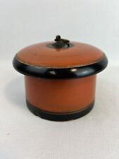 Antique BETEL Box, wood, ring handle, red, black & gold picture