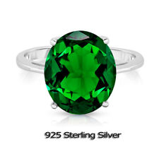5.00 CTTW Lab Created Emerald Oval Cut 925 Sterling Silver Ring Sizes 6-9 picture