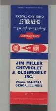 Matchbook Cover - 1965 Chevrolet Dealer - Jim Miller Chevrolet & Olds Genoa, IL picture