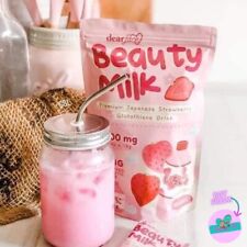 Dear Face Beauty Milk Japanese Collagen STRAWBERRY Drink, 10 Sachets X 18g picture