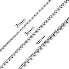 18-24 inches Round Box Link Chain Stainless Steel Necklace Men Women 2/3/4mm picture