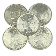 Lot of 5 1922-1925 Peace Silver Dollars - AU to Choice Almost Uncirculated Mixed picture