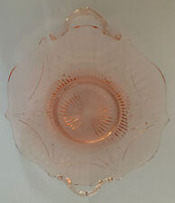 Vintage Lancaster Dart Cake Plate, Pink Depression Glass Plate w/Handles (1pc) picture