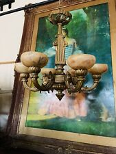 Antique Italian Neo-Classical Giltwood & Alabaster Chandelier, 6 Arm picture