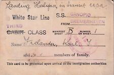 Antique 1923 SS Canopic White Star Line Third Class Ticket Signed & Stamped picture