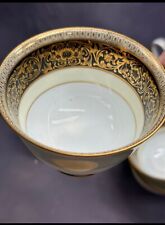 Rare Vintage Noritake Goldlea Coffee Cup & Saucer Set 4793 Black Gold Demitasse picture