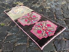Turkish Vintage Small Wool Rug, Bohemian Handmade Doormat Kilim Rug,2.9 x 1.2 ft picture