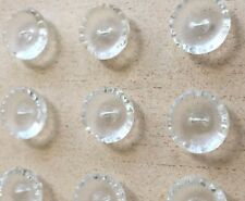 Vintage Glass Buttons - 9 Small Clear Glass Beveled 2-hole Buttons - Czech Rep. picture